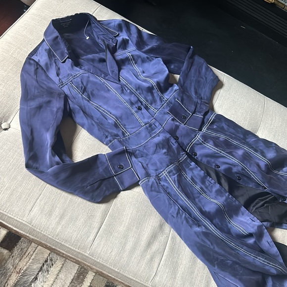 Creatures of the Wind Navy White Trimmed Midi LS Dress Size 6 - Picture 3 of 8